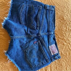 Levi's Blue High-Waist Denim Cutoff Shorts